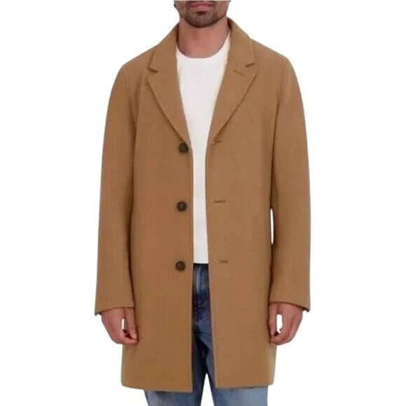 Cole Haan Other - Cole Haan Vintage Camel Wool Blend Overcoat Notched Lapel Button Closure Size XL